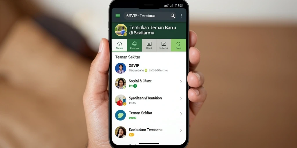 Screenshot antarmuka utama aplikasi 6SVIP untuk Teman Sekitar.
