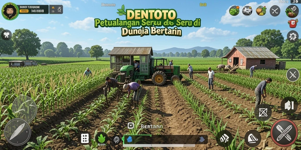 Tampilan antarmuka DENTOTO saat bermain bertani yang menarik.