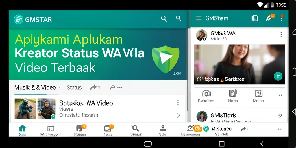 Tampilan intuitif GMSTAR untuk membuat status WA video yang menarik.