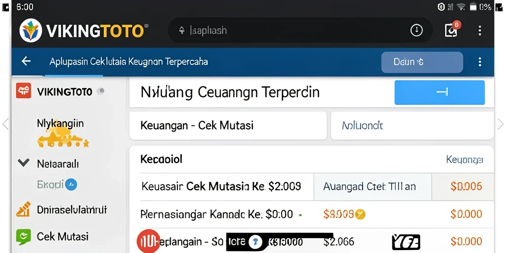 Antarmuka utama aplikasi VIKINGTOTO yang menampilkan mutasi keuangan.